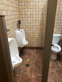 А здесь что не так ? .  У туалета есть дверь и это видно , писсуары так если зайти скажем в туалет в аэропорту так там по 10 штук в ряд стоят . когда сать пресечет тебе будет все равно кто рядом стоит