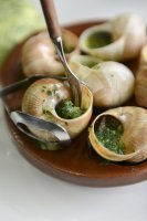 Улитка виноградная, по вкусу напоминает резину, по жесткости она же, по виду серое, пятнистое тело слизня.