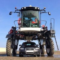 Тем не менее, самоходные опрыскиватели, именно на таких колёсах и передвигаются.