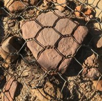 Это камень прорастает сквозь сетку.)))