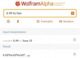 Ну я не программист, но про системы счисления слышал. Первый пришедший на ум способ перевода - выдал следующее. 
Поэтому и интересуюсь, это Вольфрам врет или я что то не понимаю?