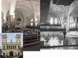 Петрикирхе, Лютеранская церковь на Невском пр. В 1962 была перестроена под бассейн. Правда в 1992 году её обратно передали Евангелическо–лютеранской церкви. Чаша бассейна так до сих пор и находится под полом, убрать ее невозможно по техническим причинам.