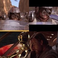 А справа стоит мастер Киноби и наблюдает за успехами юного падавана.