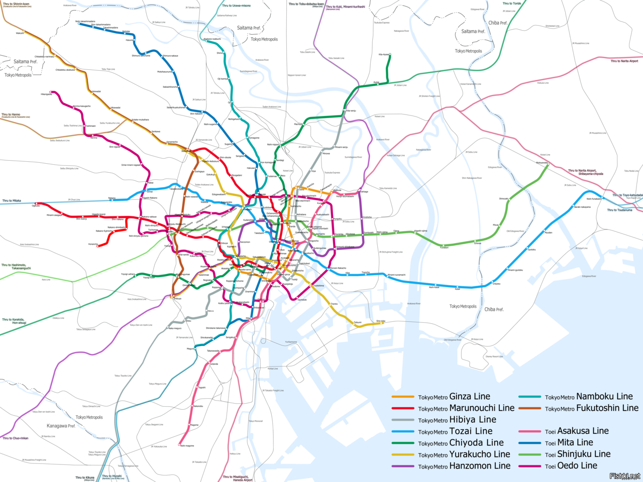 Токийское метро схема 2022