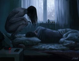 Пхе? Напугать женатого мужчину? -просто макияж дневной смыла, кремом намазалась,маникюр сделала и волосы не расчесала ...