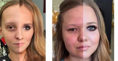 Пхе? Напугать женатого мужчину? -просто макияж дневной смыла, кремом намазалась,маникюр сделала и волосы не расчесала ...