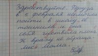 Вот уже и не факт, что ребёнок писал, я столько уже взрослых с такой грамотностью насмотрелся...