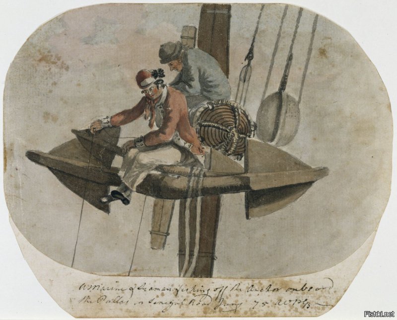 Не ловили моряки рыбу... 
Картинки 1775 года, если что: