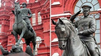 Как-то лицо нового памятника на Жукова не очень похоже.  больше на маршала Конева похоже.