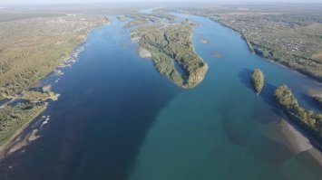 Остров Сенной, место слияния рек Бия и Катунь. На протяжении нескольких километров два потока идут рядом практически не смешиваясь.