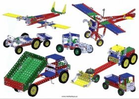 Советских конструкторов было в собрании много. Кирпичиками, металлические. А в Чехословакии, когда батя служил, на Новый год подарили классный конструктор Merkur. На фото - более поздние модификации, но даже тогда собирать можно было массу всего подвижного.