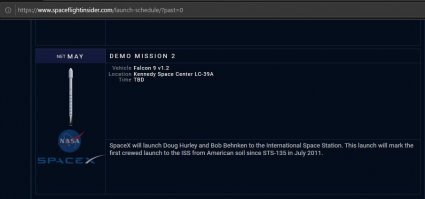 Очень интересная информация. Я очень много времени провожу в сети, читая НАСА и другие новости, но это вижу в первый раз. Спасибо за отличную от других точку зрения. Я пишу то, что вижу в доступных источниках. Драгон-2 (пассажирский) слетал с плюшевой игрушкой и вернулся. Без нареканий. Система аварийного "катапультирования" при пуске имела проблемы, это правда. Но вроде они и с этим разобрались. Если не сложно, поделитесь, пожалуйста, откуда у Вас такие сведения. Я буду читать и те источники для полноты картины. Все, что у меня есть, говорит о том, что я написал ранее. Вот скриншоты трех сайтов, которые я посещаю. НАСА, СпейсЭкс и СпейсФлайт (вырезал с адресами страниц, стараюсь быть не голословным):