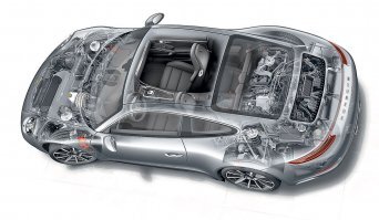 Двигатель тяжёлый. И всё таки находится не на задней оси, а за за дней осью. Масса движка помножена на рычаг за задней осью. У того-же Порше 911 двигатель смещён в перед.