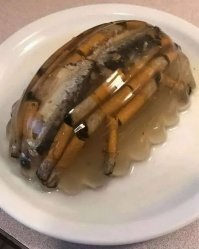 Пепельница стояла во дворе, наполнилась водой от дождя и ночью, в заморозки, замёрзла. Тут другое смущает - за такие длинные бычки во время самоизоляции могут и голову пробить...