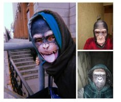 Школота в восторге!
Еду вечером, под лёгкие сумерки с гаража, по кооперативным проезда, навстречу шпек ковыляет в такой вот примерно маске. 
Метр с кепкой, ну точно по росту шУмпандзе 
А спокойно потихоньку проехал, а за ранец аж ипло вывернул, шоб типа я заметил и кирпичей навалил 
Пусть своего батьку от белочки так лечит!