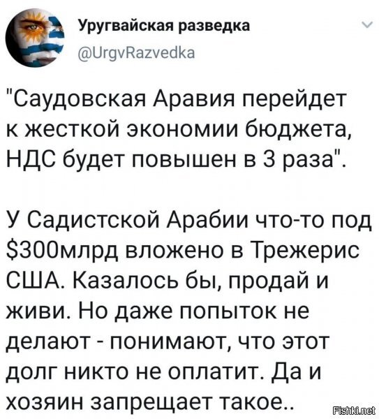 попытка скинуть эти бумаги саудитами, моментально ведет к прозрению мирового сообщества о несоблюдении прав человека(во всех проявлениях, там и про женщин будет, и про гомосеков, и про казни и про убийства и про бочку с кислтой) и как итог - гуманитарным бомбардировкам :) но, может быть еще хуже: "крыша отвернётся" на пару месяцев, а там уже даже Йемен сможет поквитаться, я уже не говорю про веселых "стражей" из Ирана :)