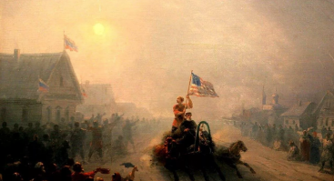 Иван Айвазовский «Раздача продовольствия» Картина посвящена американской гуманитарной кампании 1891 1892 годов в помощь голодающей России. Будущий император России Николай II заявил: «Мы все глубоко тронуты тем, что к нам из Америки приходят корабли, полные продовольствия».