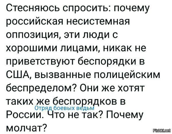 Почему «российская оппозиция» молчит про хаос и насилие в США