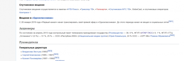 Может кто знает,каким объемом акций АО "Первый канал" владеет государство,в процентном эквиваленте на данный момент? Просто когда-то гос-во владело менее 50%. На вики данные за 2013 год и государству принадлежит 51%. И вопрос автору который пишет: "Впрочем, канал параллельно набрал новых кредитов   на 11,4 млрд рублей",а кто является кредитором?