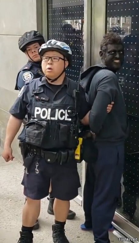В  Канаде  мужика   задержали за блэкфейс , дразнил  протестующих.
 Где то это мы уже видели.  )))