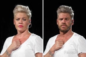 Прости, Алиша, но ты и без приложения мужик (((. Что слева, что справа, не сильно-то и разнится. Хотя голос и вокал очень даже не плох  Просто не повезло с внешностью (((