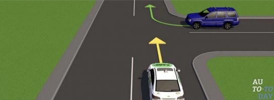 Пункт 13.11 ПДД.
На равнозначном участке шофёр должен пропустить машины, приближающиеся с правой стороны.