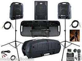 У меня для выезда на природу есть (фото из сети):
Stagg RE-Volt15EU
Peavey Escort-6000 (его запитываю от инвертора 12/220).