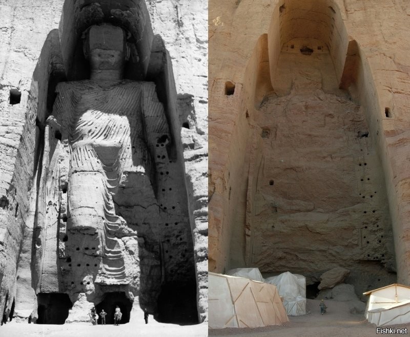 Статуи Будды В Бамианской долине Афганистана. До и после...
14 веков простояли, но тут пришли талибы.