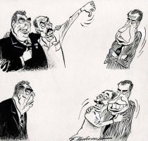 Брежнев красавец , на него сделано много карикатур , некоторые не в бровь , а в глаз ...