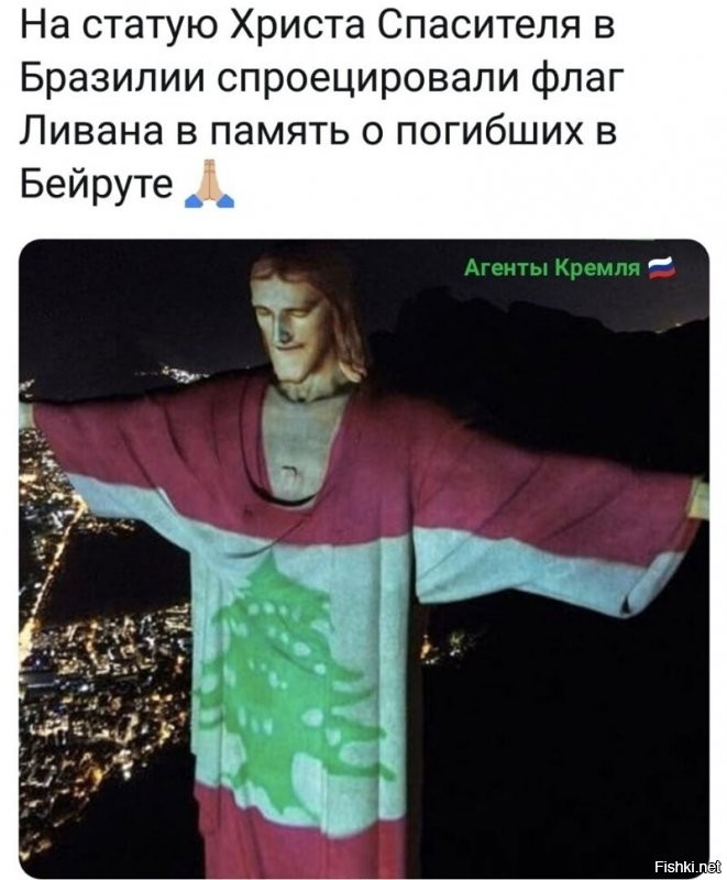 Сильная картинка, под этими ливанскими кедрами может Христос прогуливался. А теперь их, живую память о тех событиях, спроецировали на его статую по ту сторону света.