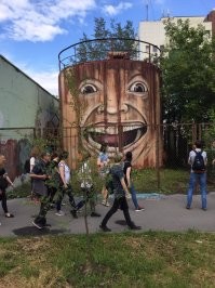 Кстати первая картинка тоже у нас. А так довольно много разного. Каждый год у нас спец фестивали уличного творчества проводятся