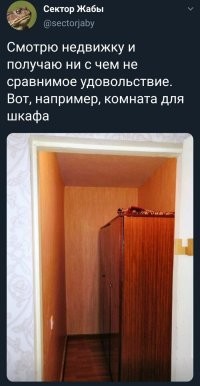 О, вчерашняя школота во взрослую жизнь окунулась... И ещё не знает, что самое простой и дешёвый способ оборудовать глухую кладовку, чтоб там был не завал из забытых ненужных  вещей, а реально полезное пространство - это как раз запихать в неё старый шкаф если позволяет размер. И вещи на полках нормально лежат, и пылится меньше. А красивые , модные и функциональные внутрянки как в голливудских фильмах - стоят хороших денег, и в съёмниках класса "нищеброд эдишинал" встречается крайне редко...
Добро пожаловать в жестокую реальность, детишки, у вас ещё много открытий