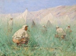 Срать захочешь - штаны снимешь 

Просто картина В.Верещагина "Русский лагерь в Туркестане", Конец 1860-х – 1870-е годы.