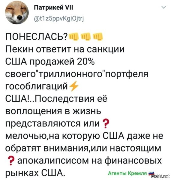 еще не понеслась, насколько ясно, а только прозвучало прямое заявление, что если чо - будет так и это только начало. но думаю, до этого еще дойдет, возможно после выборов в штатах....