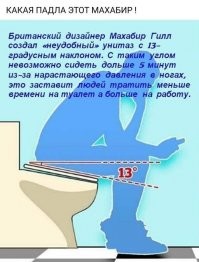 Унитаз с наклоном? 

Тут сидения в транспорте могут поставить "с наклоном".