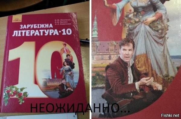 не, ну он то актер театра, в том числе, в целом, нормально, если он например в Шекспировском произведении принимал участие...надо погуглить..апдейт: погуглил. да играл Гамлета :) в национальном театре ВБ...так что, ну ок чо...против Шекспира, я точно ничего не имею, а лицо - ну "текущее", почему нет?