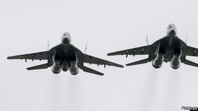 На первой фотографии МиГ-29, на второй F-14.