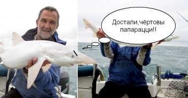 Мужчина поймал очень редкую белую акулу