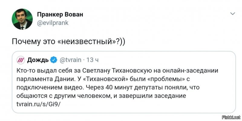 Неизвестный выдал себя за Светлану Тихановскую и поучаствовал в заседании парламента