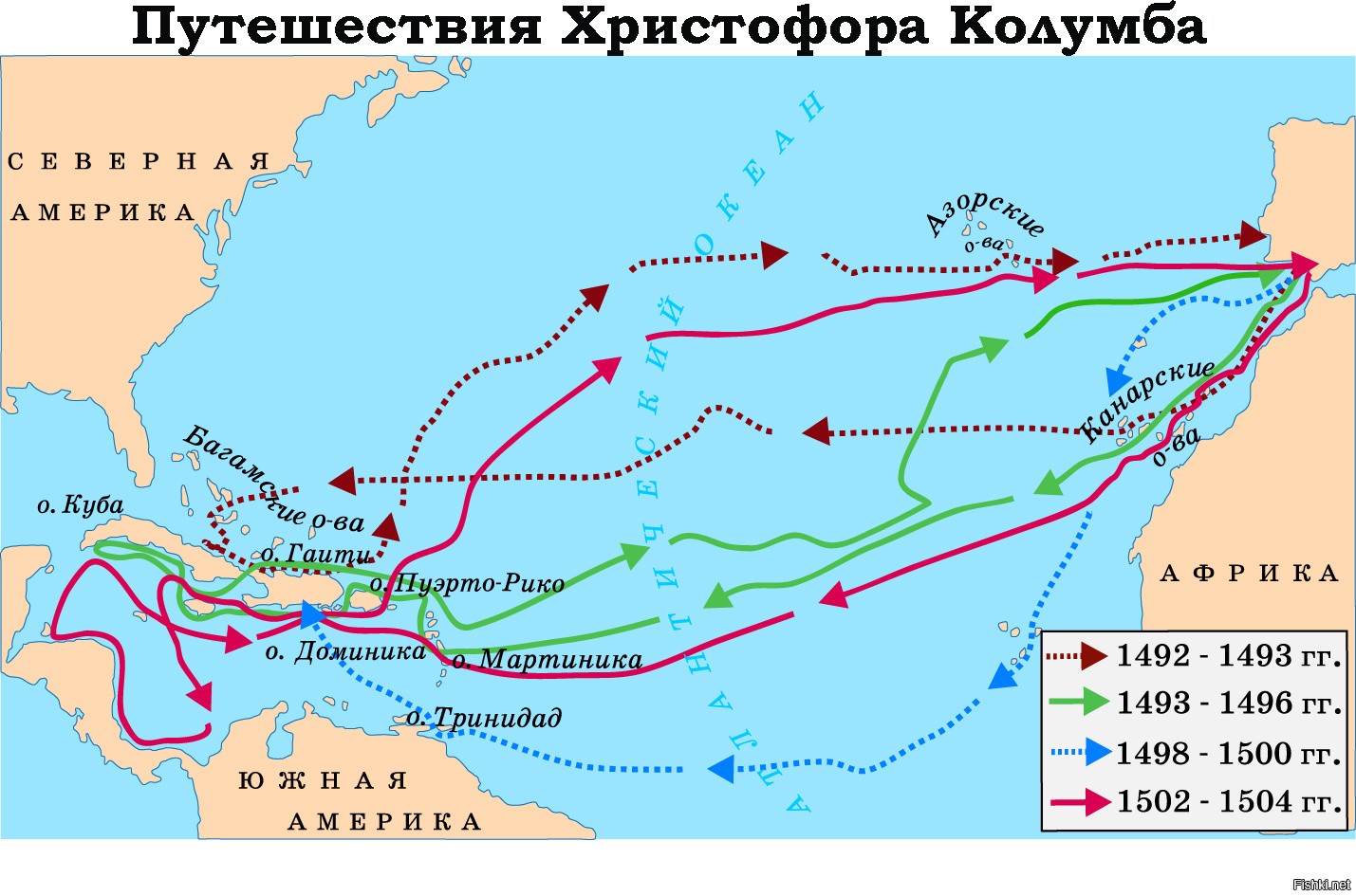 Христофор Колумб первая Экспедиция маршрут