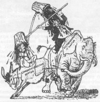 Что непонятного? Слон - символ республиканской партии США, осел - демократической.