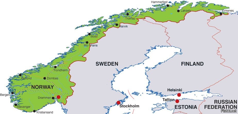 Карта норвегии на русском