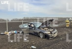 Авария дня. В Воронежской области автомобиль BMW вылетел с трассы