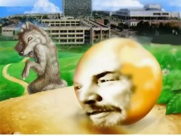 Ленин-Колобок. 
_____________________________

  Я Ленин-Колобок! 

Я по саркофагу скребен,

По мавзолею метен,

На меде мешон,

Да в плесени пряжон,

На броневике стужон;

Я от дедушки ушел,

Я от бабушки ушел,

Я от царской охранки ушел,

Я от буржуазии ушел,

И от меньшевиков ушел,

А от тебя, Каплан, и подавно уйду!