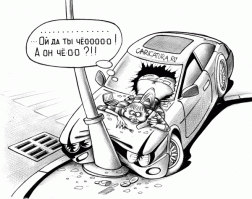 Водитель ВАЗа обесточил фонарный столб в Братске 