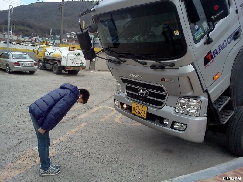"В Японии даже грузовики вежливые"
Грузовик корейский.
Номера корейские.
Это Южная Корея.