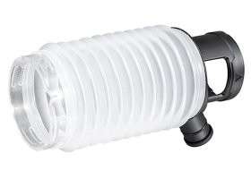 Трубу пылесоса, надо было к перфоратору скотчем примотать, а лучше, купить специальную насадку-пылесборник на перфоратор.