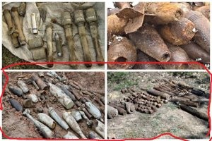 Эхо войны, эхо войны... Обведенное красным - современные боеприпасы, наверное с очередного склада с недостачей разлетелись после пожара. Немецкие колотухи выше дымовые, и никакой опасности не представляют. нагнетают тут, понимаешь...