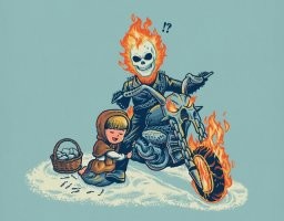 девочка и спички - "сказка" сама по себе криповая, а тут ещё и Гонщик)