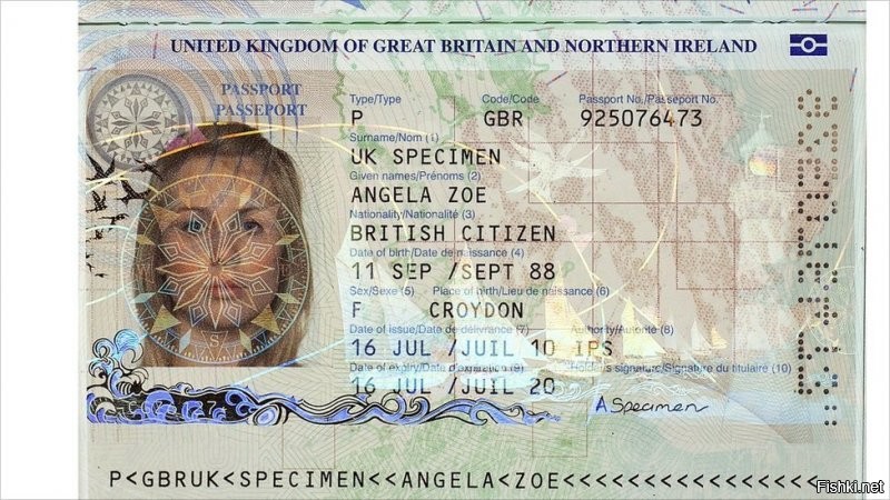 Я вижу на фото британский паспорт, в котором верхняя строка United Kingdom of Britain and Northern Ireland  заменена на United Kingdom of Taured, а строка British Cityzen заменена на Taured Citizen. Может, еще какие-то изменения, не копался.